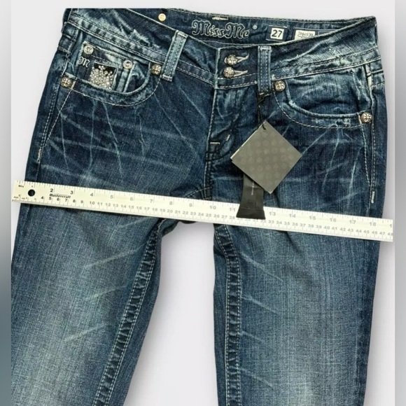 Miss Me Jeans Women 27 Bootcut Embellished Distressed Whiskering Bling NWT bling - Picture 9 of 16